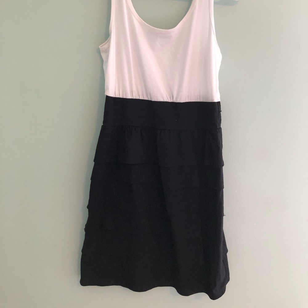 Black and white layered dress.